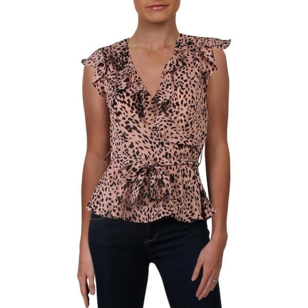 Aqua Ruffled wrap Blouse, Size XS